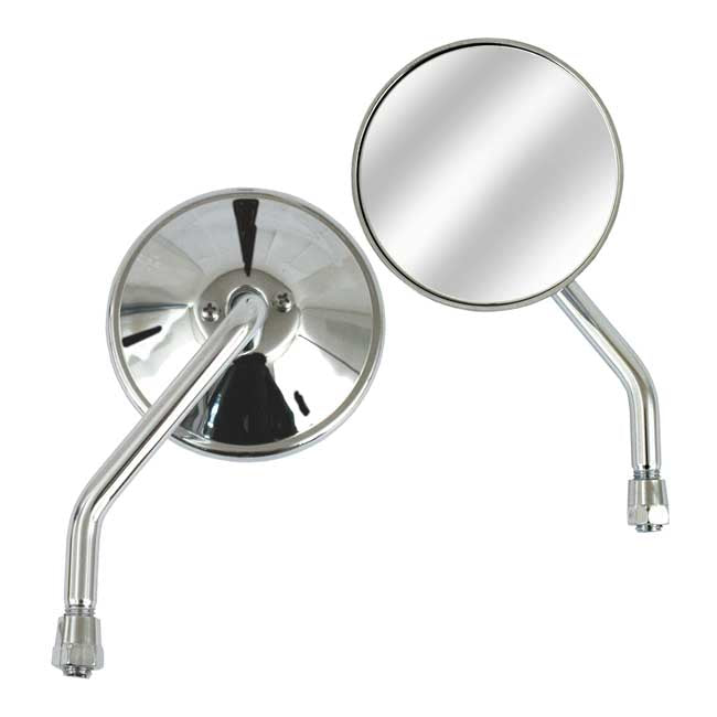 3-3/8 Inch Round Custom Mirror Left 10Mm Chrome For Metric threaded