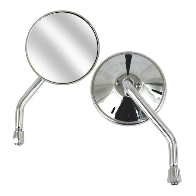 4 Inch Round Custom Mirror Right 10Mm Chrome For Metric threaded