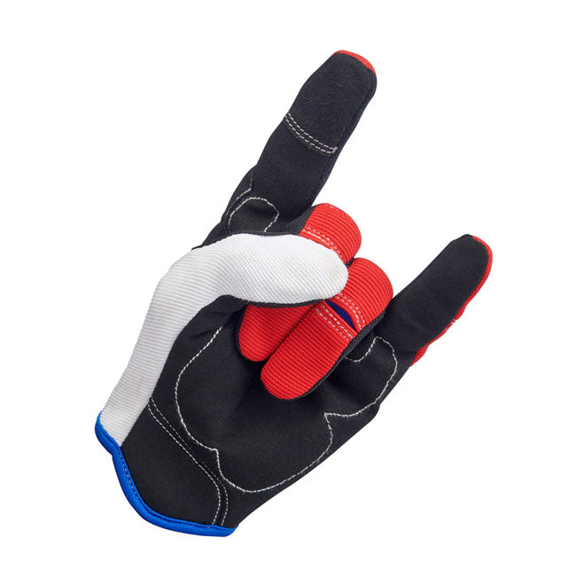 Biltwell Moto Gloves Red / White / Blue