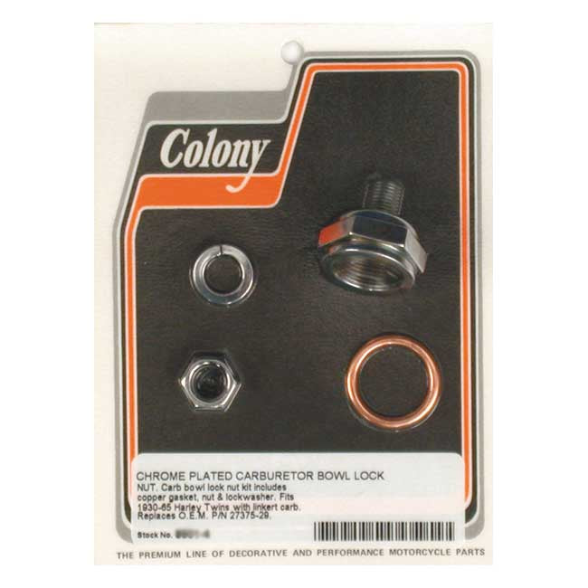 Linkert Carb Bowl Lock Nut Kit For 30-65 H-D Zinc