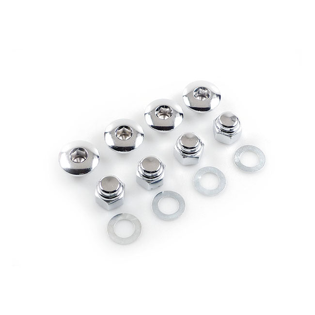 Rocker Shaft Plug & Nut Kit Buttonhead Chrome