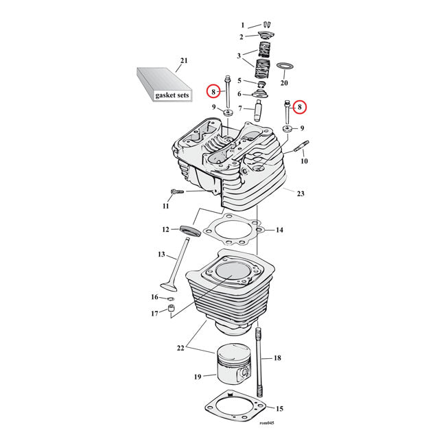 Cylinder Head Bolt Kit Chrome For 92-17 B.T. Excl. M8