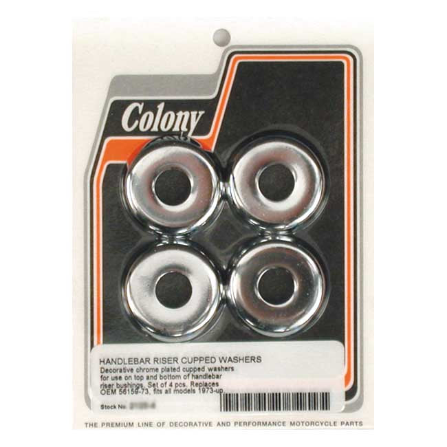 Handlebar Riser Cupped Washer Kit Chrome For 73-23 All B.T.