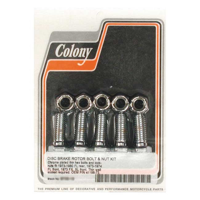Front/Rear Brake Rotor Bolt & Nut Kit Chrome Hex For Front 73-74 FL