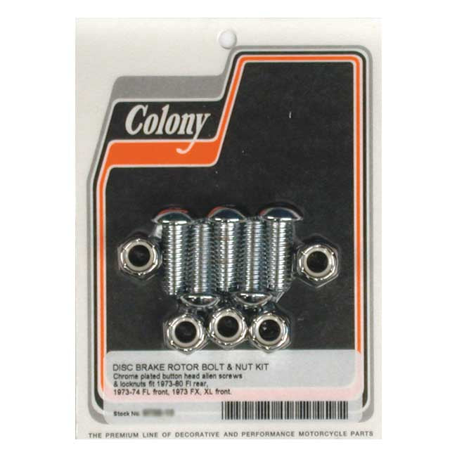 Front/Rear Brake Rotor Bolt & Nut Kit Chrome Button For Front 73-74 FL