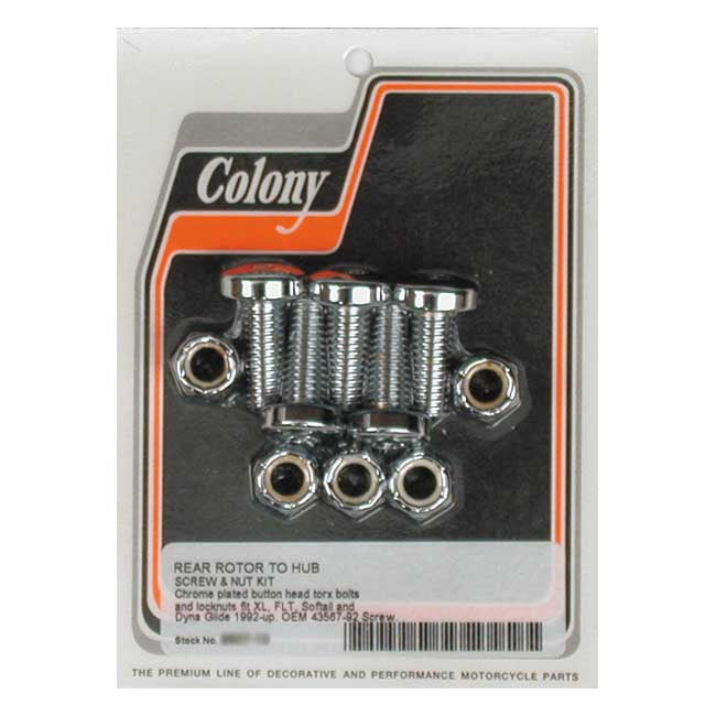 Rear Brake Rotor Bolt & Nut Kit Chrome Torx For 92-23 Softail