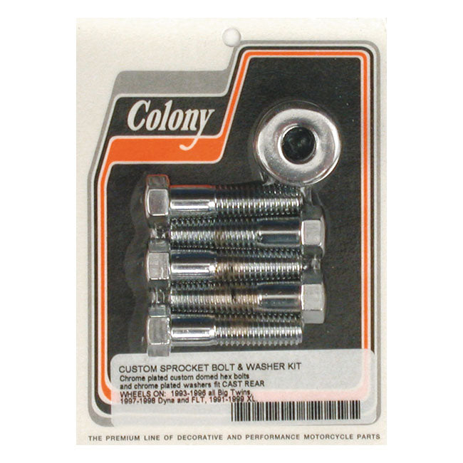 7/16 Sprocket Bolt Kit For Cast Rear Wheels 93-96 All B.T. Chrome Domed Hex