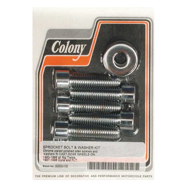 7/16 Sprocket Bolt Kit For Cast Rear Wheels 93-96 All B.T. Chrome Polished Allen