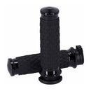 Grip Set Diamond Contour Air Ss Domed Black For 08-23 H-D With E-throttle