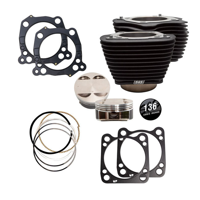 M8 136 Inch Big Bore Cylinder & Piston Kit Black Fins