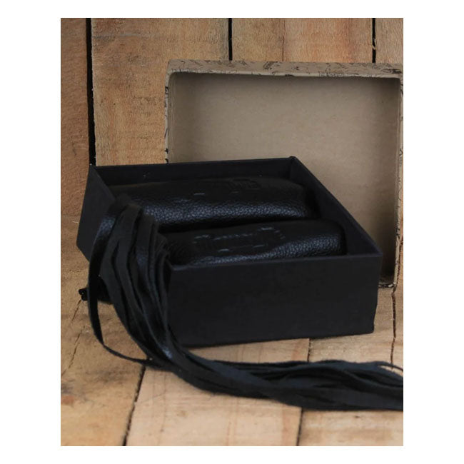 Leather Grip Tassels Black