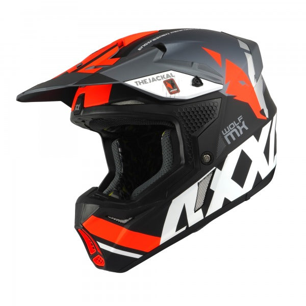 Wolf Jackal B4 Motocross Helmet Matt Grey / Fluo Orange