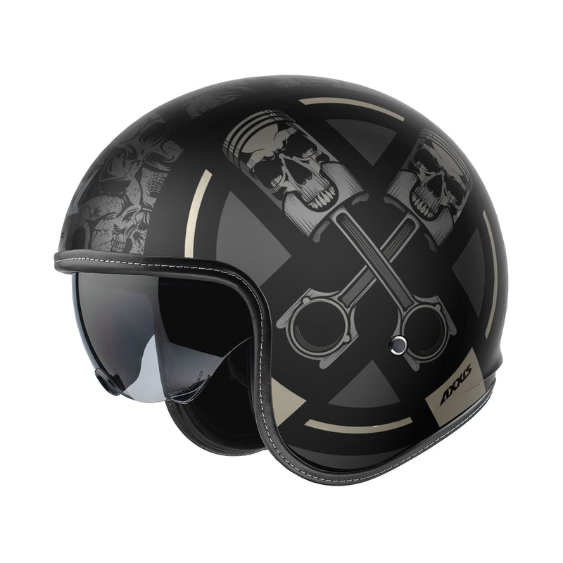 Axxis Hornet S SV Skull B1 Open Face Helmet Matt Black