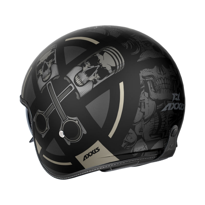 Axxis Hornet S SV Skull B1 Open Face Helmet Matt Black