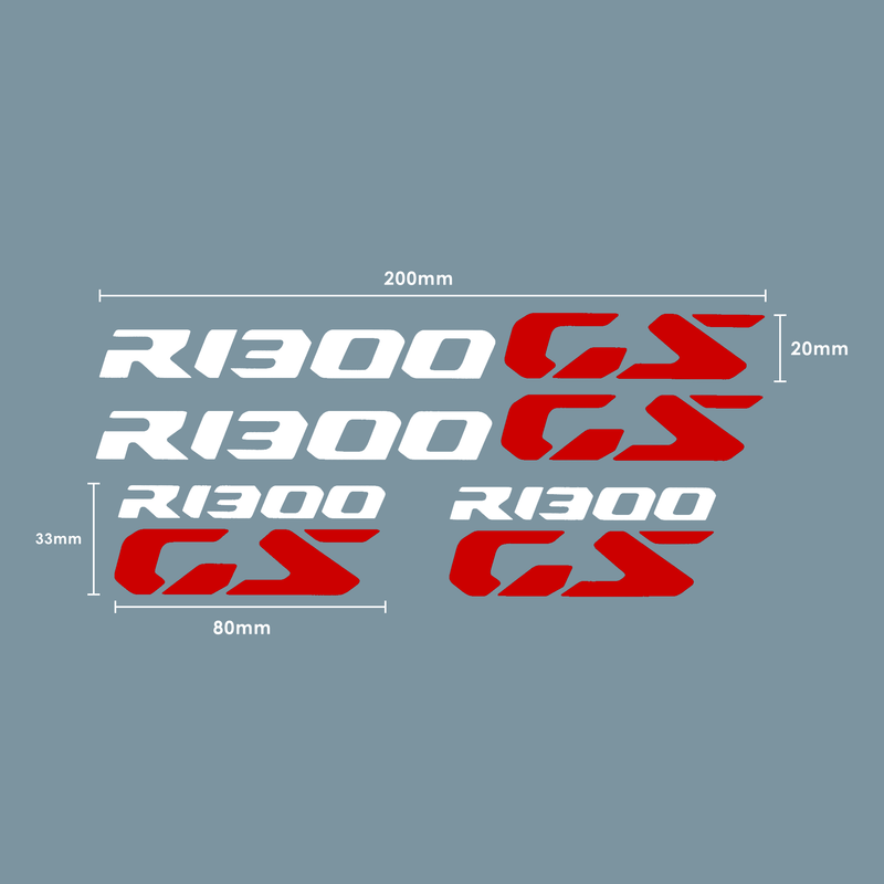 Pyramid Decals For BMW R1300GS Logo White / Red - Set Of 4