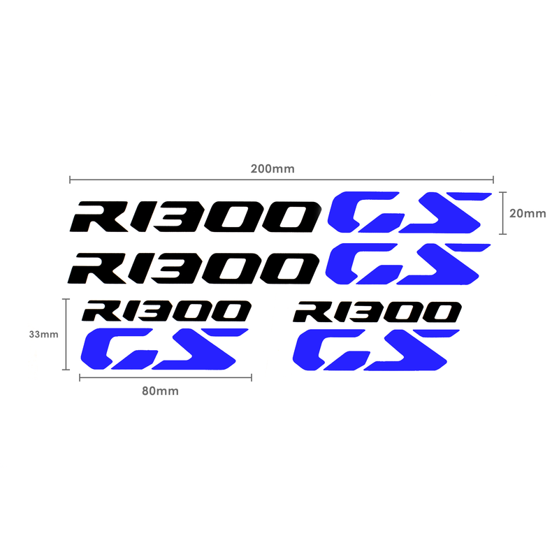 Pyramid Decals For BMW R1300GS Logo Black / Blue - Set Of 4