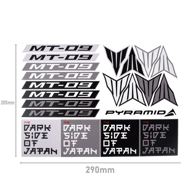 Pyramid Decals For Yamaha MT-09 Black - Set Of 21