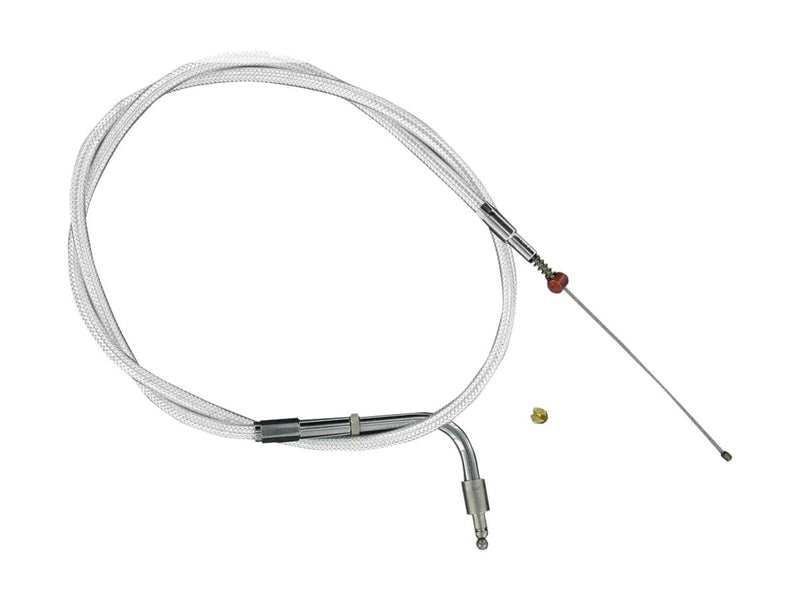 Stainless Braided Throttle Cable 90 Degree Stainless Steel Clear Coated 42 Inch