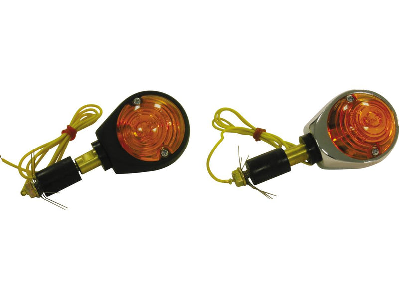 Bullseye Handlebar Turn Signal H21W Black Amber Halogen