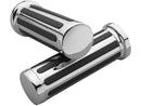 Ribbed Grips Chrome 1 Inch Throttle Cables