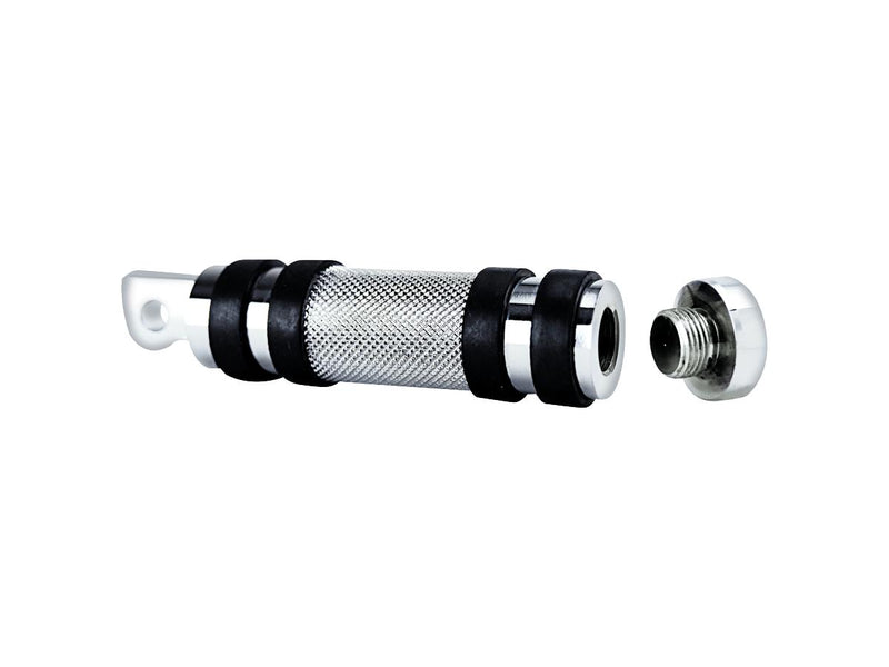 Knurled Stash Tube Footpeg With Thread Cap Chrome