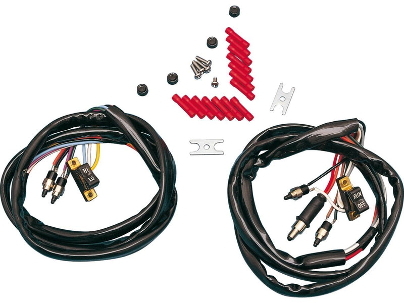 Early-Style Handlebar Left & Right Side Wiring Harness Kit Black Switches & Caps