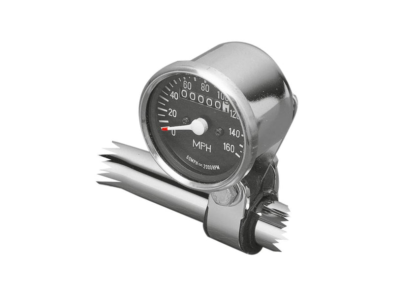 Mini Speedometer Scale: 140 Mph Black Ratio 1:1 Chrome