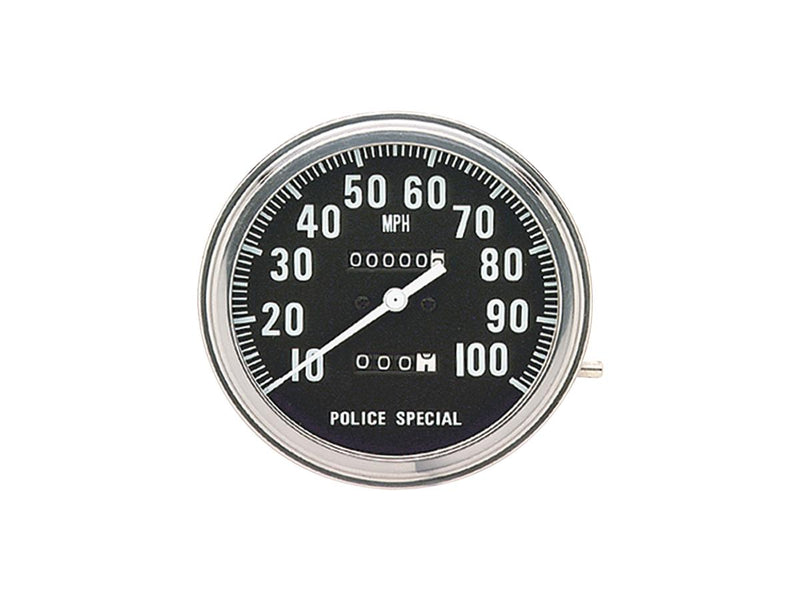 Police Special Speedometer Scale: 100 Mph Black Ratio 1:1 Chrome