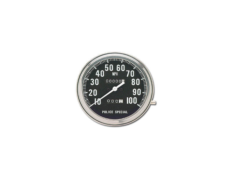 Police Special Speedometer Scale: 100 Mph Black Ratio 2:1 Chrome