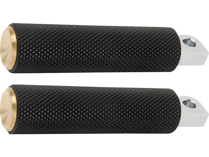 Knurled Rubber Footpeg Brass