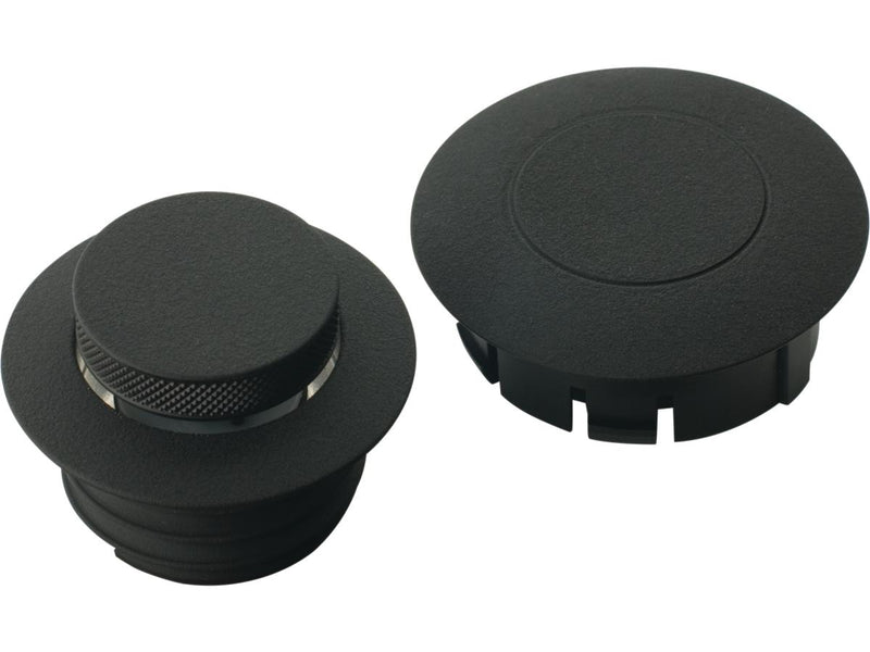 Screw In Pop-Up Gas Cap Set Vented With One Dummy Cap Black