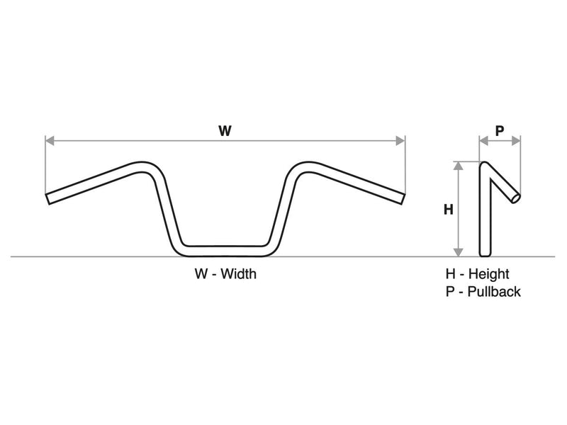 Drag Handlebar Non-Dimpled Black Powder Coated - 630.0mm x 1 Inch