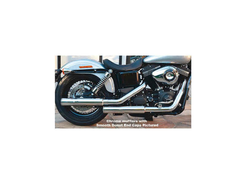 Gun Smooth Slip On Mufflers Donut End Cap Black Black For 08-16 FXDB