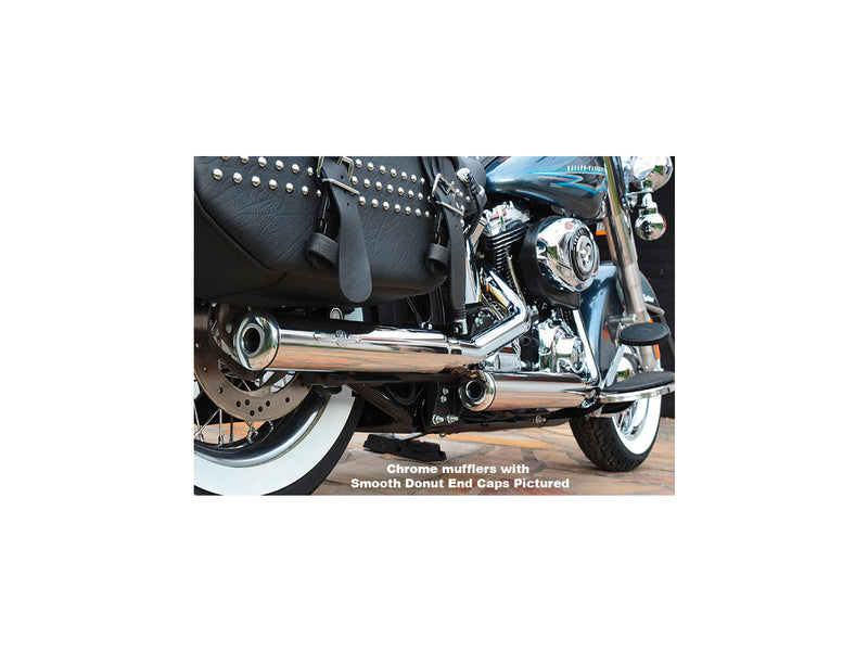 Gun Smooth Slip On Mufflers Donut End Cap Black Black For 08-16 FXDB