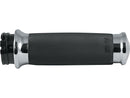 Custom Contour Grips Black Rubber Chrome Throttle Cables - 1 Inch