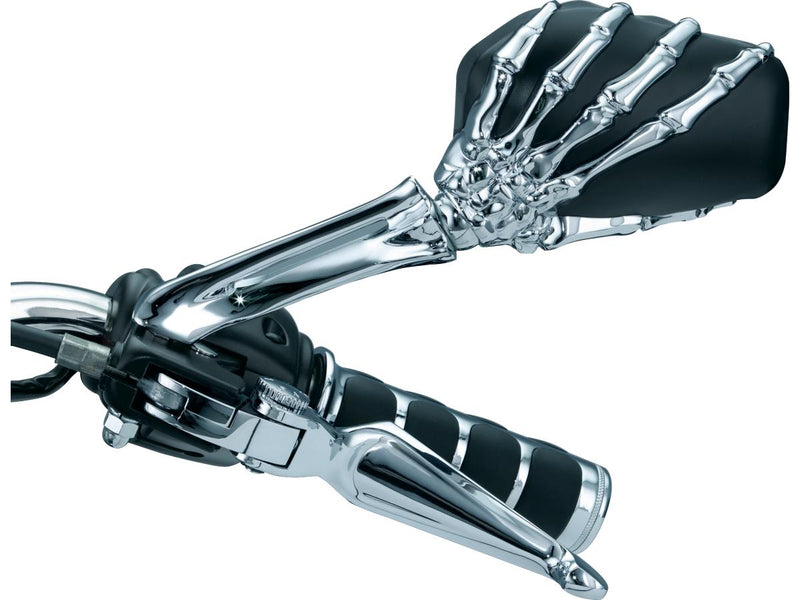 Skeleton Hand Mirrors With Chrome Stems And Black Heads