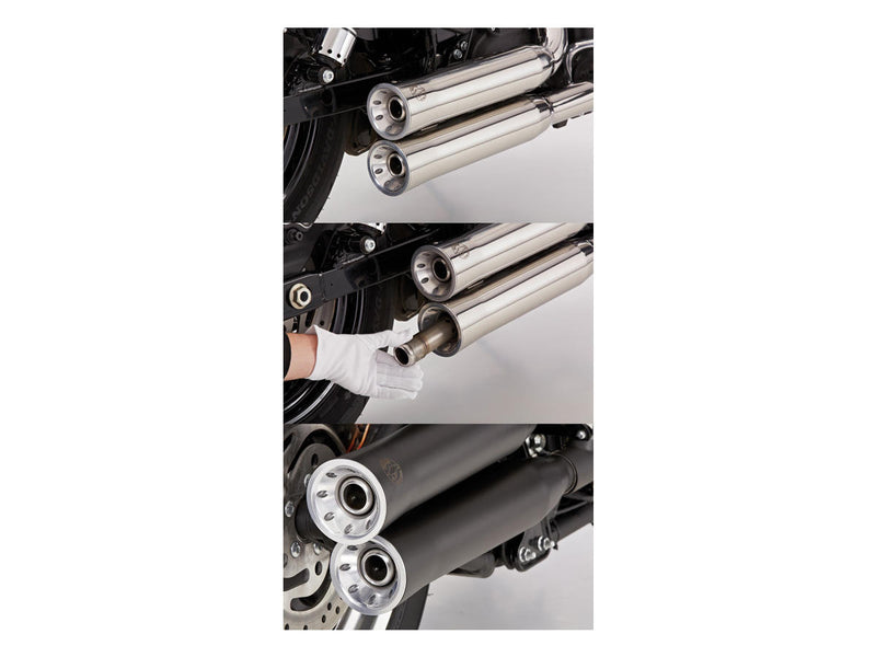 Double Groove Slip-On Mufflers Polished For 13 FXDF103