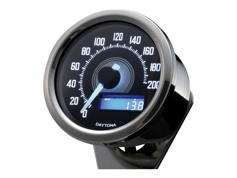 Velona Speedometer Stainless Steel Polished / White LED Chrome 200 Km/H - 60mm