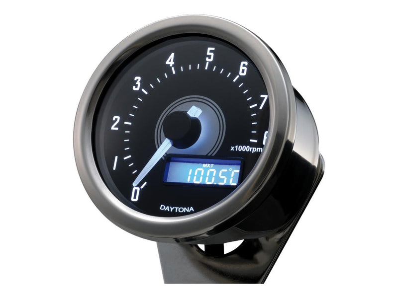 Velona Tachometer Stainless Steel Polished / White LED Chrome 8000 Rpm - 60mm