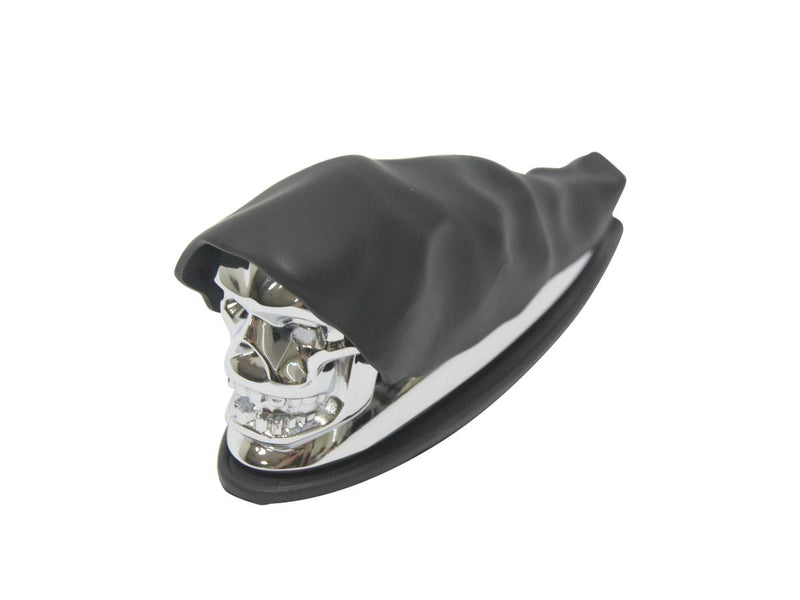 Hooded Skull Fender Ornament Black Chrome