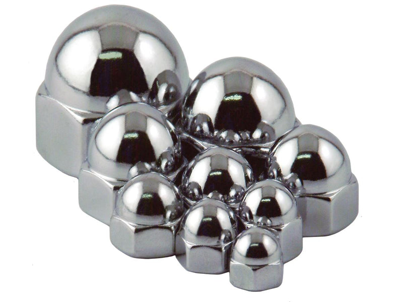 Flat Crown Acorn Nut Pack Chrome 7/16 Inch -14 UNC