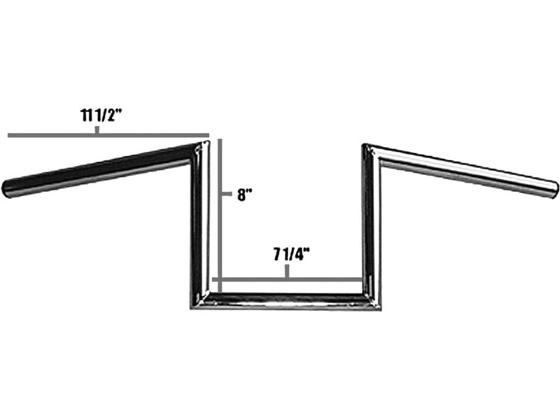 60s Wide Style Non-Dimpled Handlebar - 8 x 1 Inch