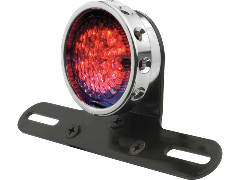 Retro Drilled LED Taillight With Bracket Aluminum Black LED