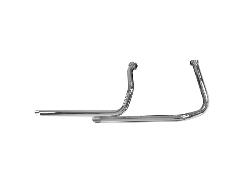 Panhead Staggered Dual Slash Cut Drag Pipes Chrome - 1.75 Inch