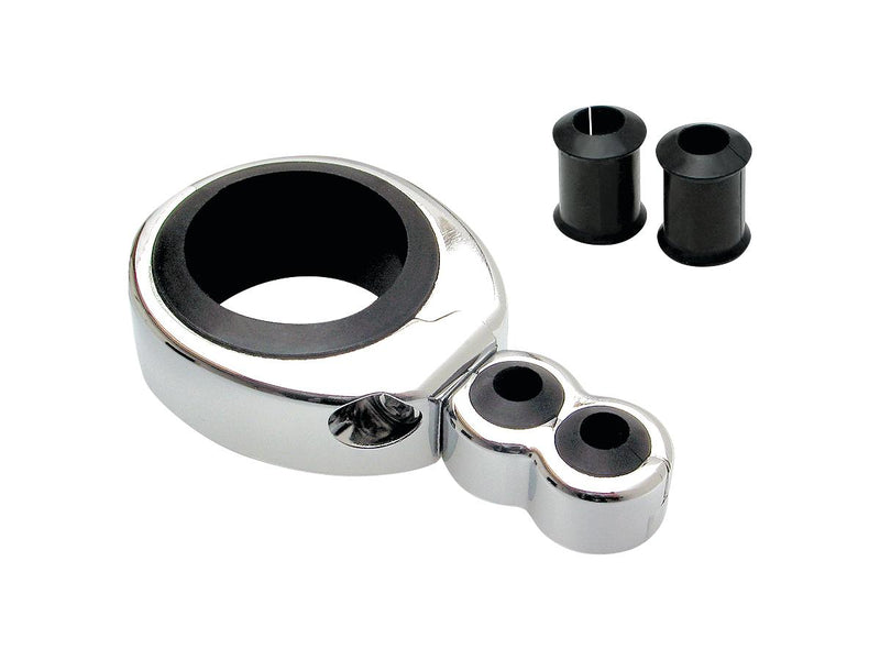 Swivel Head Diameter Tubing Cable Clamp Dual Throttle / Clutch Cable Chrome - 1 1/4"-1 1/2"