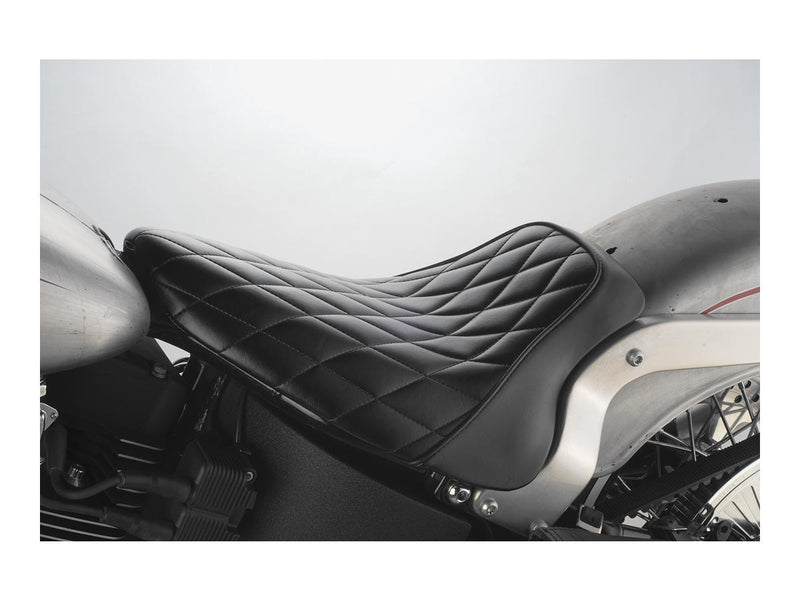 Bare Bones Diamond Stitch Solo Seat Black Vinyl For 00-07 Softail