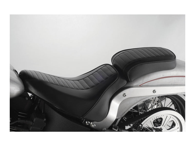 Hot Rod Series Daddy-O Horizontal Pleated Pillion Pad Black Vinyl For 06-17 Softail