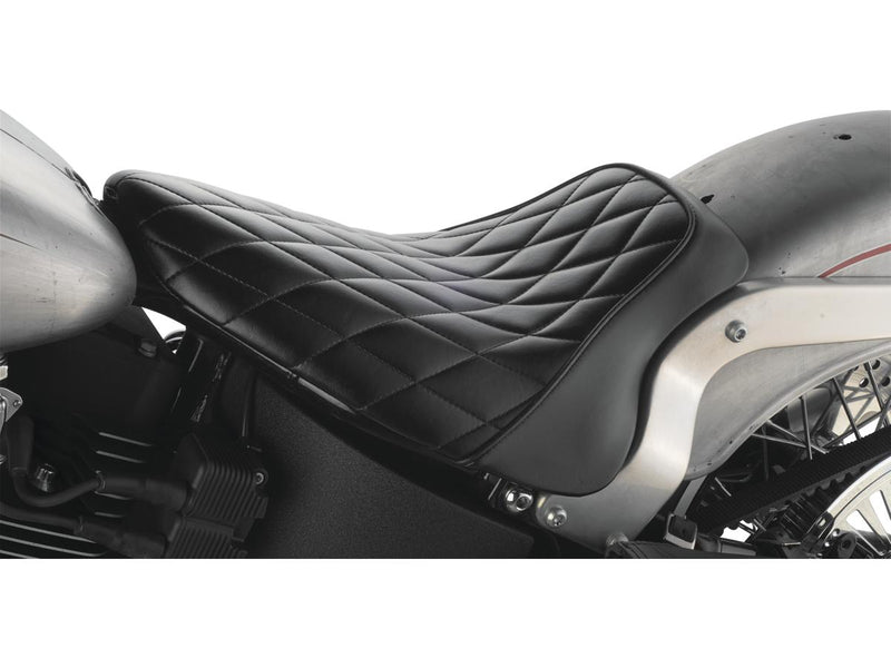 Bare Bones Diamond Stitch Solo Seat Black Vinyl For 84-99 Softail