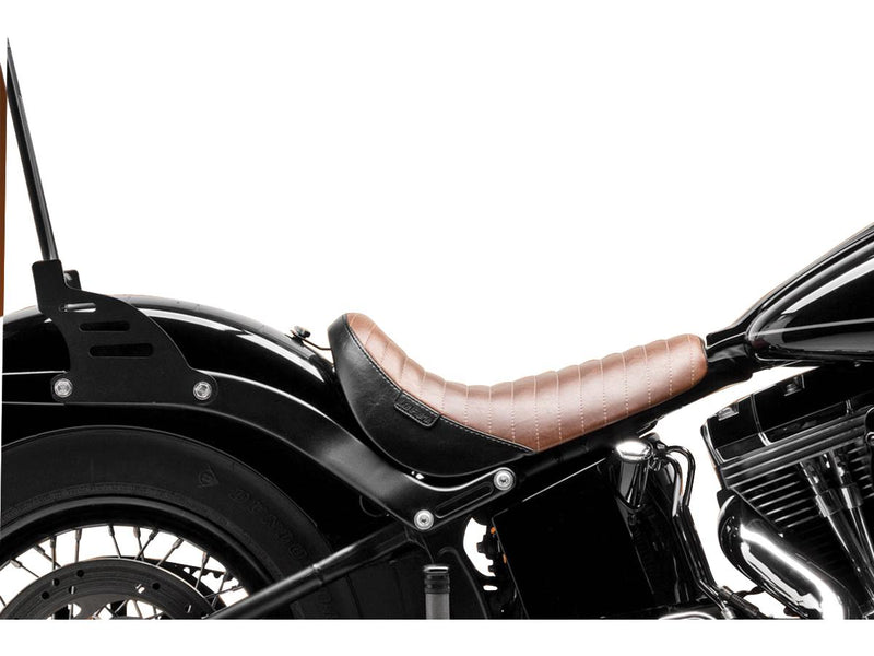 Bare Bones Solo Seat Pleated Stitch Brown Vinyl For 11-12 FXS, 12, 14-15 FLS