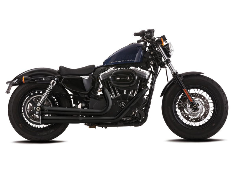 Double Groove 2 In 2 Exhaust System Satin Black For 06-13 Sportster